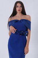 Saks Çiçek Detaylı Midi Boy Abiye Elbise 9705244.26 - 8
