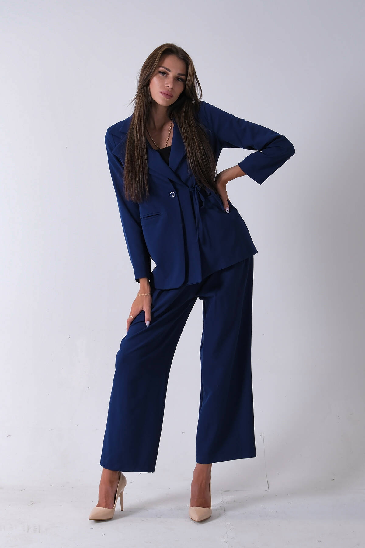 Saks Çift Cep Yandan Bağlamalı Ceket Pantolonlu Takım 4592259.26 - Ardanewline