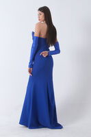 Saks Drapeli Düğme Detaylı Uzun Abiye 9705361.26 - 5
