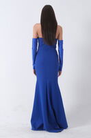 Saks Drapeli Düğme Detaylı Uzun Abiye 9705361.26 - 6
