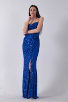 Saks Drapeli Parlak Pul Payetli Askılı Abiye 9705539.26 - 1