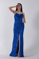 Saks Drapeli Parlak Pul Payetli Askılı Abiye 9705539.26 - 3