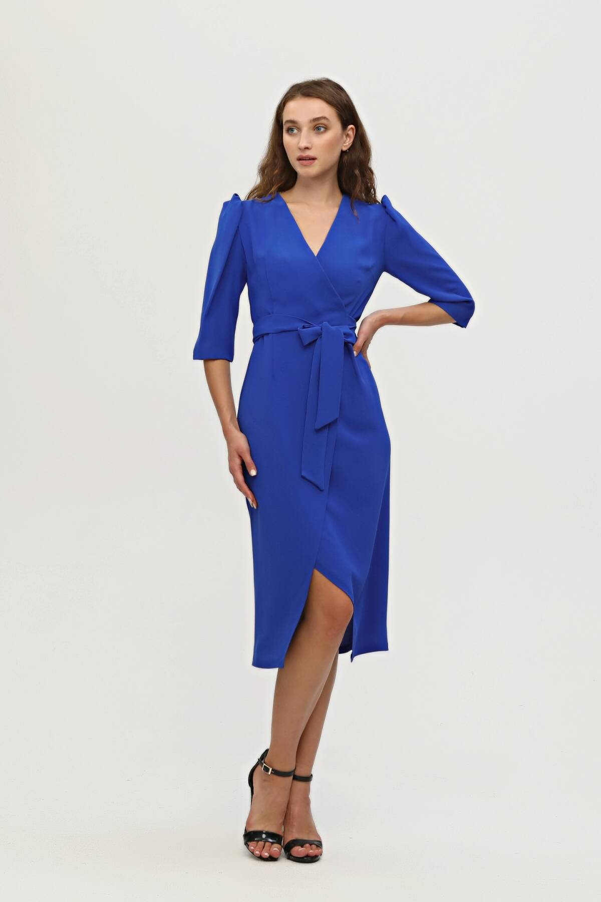 Saks Kruvaze Yaka Midi Boy Krep Elbise 0104010.26 - Ardanewline (1)