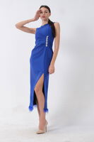 Saks Önü Taş Detaylı Yırtmaçlı Tüy Detaylı Abiye 9705402.26 - 1