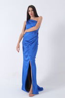 Saks Önü Yırtmaçlı Tek Omuz Şık Abiye 0801563.26 - 2