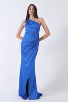 Saks Önü Yırtmaçlı Tek Omuz Şık Abiye 0801563.26 - 4