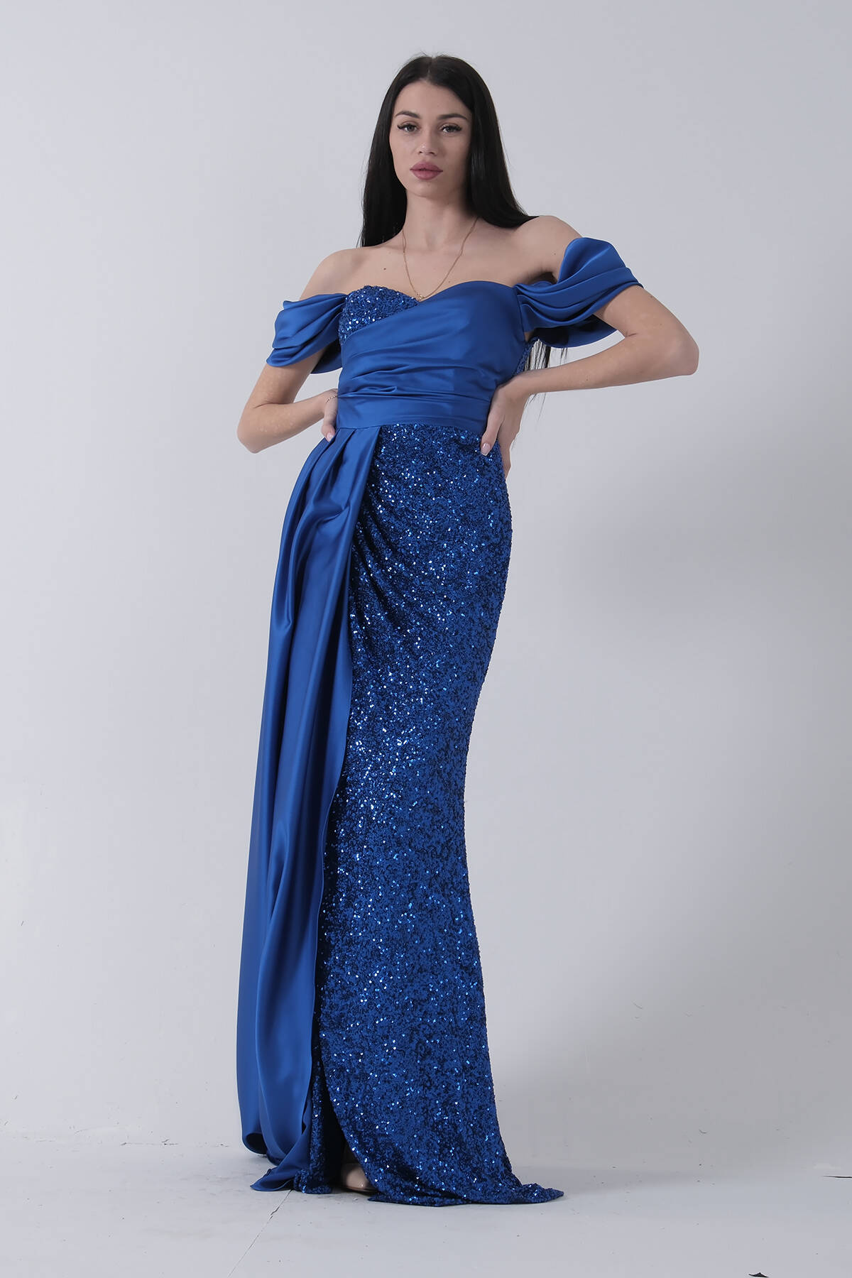 Saks Pul Payet Detaylı Yırtmaçlı Abiye 9705321.26 - Ardanewline (1)