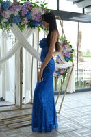 Saks Pul Taş İşlemeli Straplez Balık Abiye 9705304.26 - 5