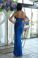 Saks Pul Taş İşlemeli Straplez Balık Abiye 9705304.26 - 6