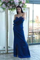 Saks Taş Detaylı Drapeli Straplez Saten Abiye 9705556.26 - 1