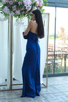 Saks Taş Detaylı Drapeli Straplez Saten Abiye 9705556.26 - 5