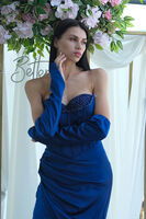 Saks Taş Detaylı Drapeli Straplez Saten Abiye 9705556.26 - 7