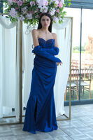 Saks Taş Detaylı Drapeli Straplez Saten Abiye 9705556.26 - 8