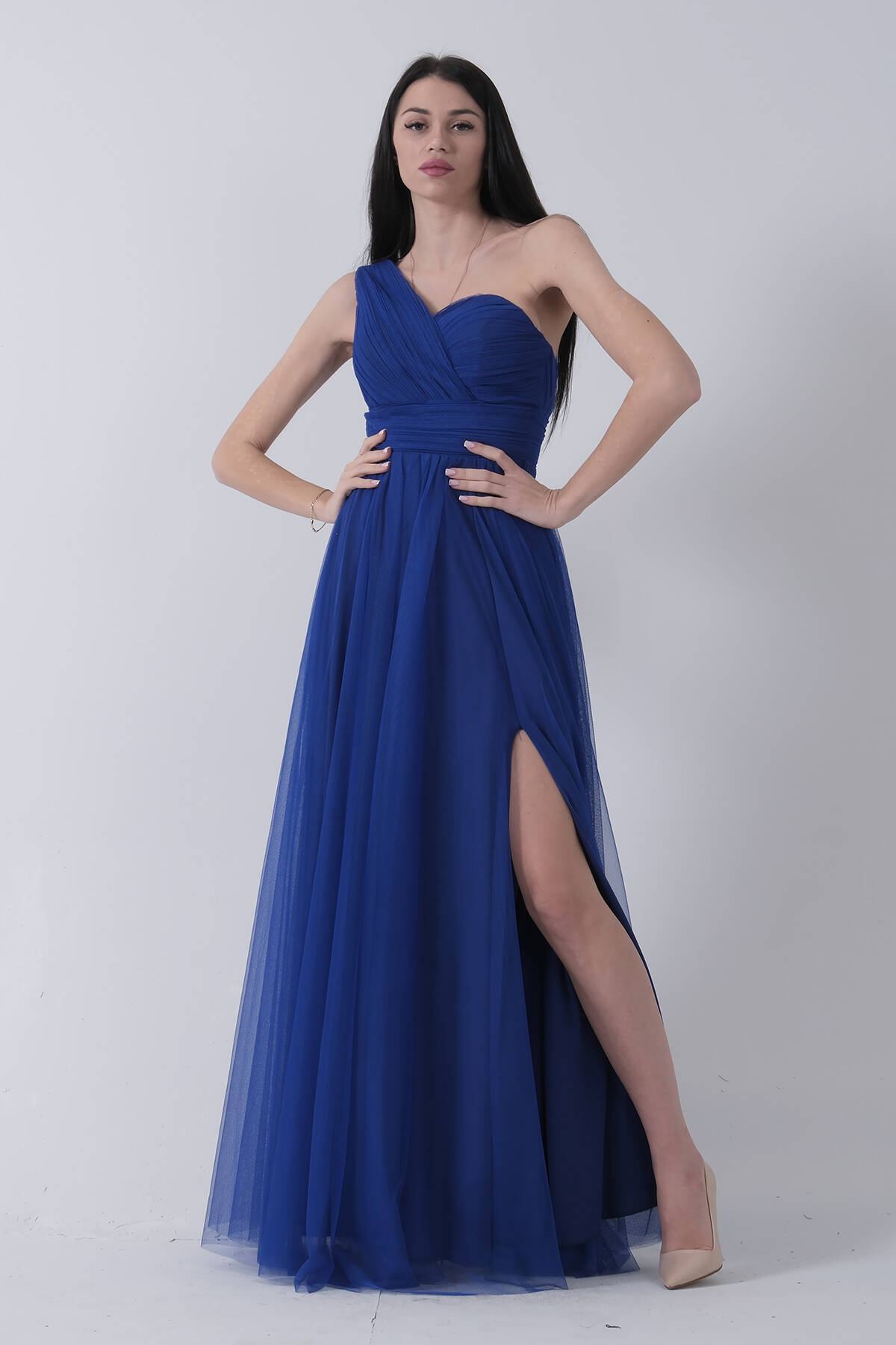 Saks Tek Omuz Yırtmaçlı Abiye 9705155.26 - Ardanewline