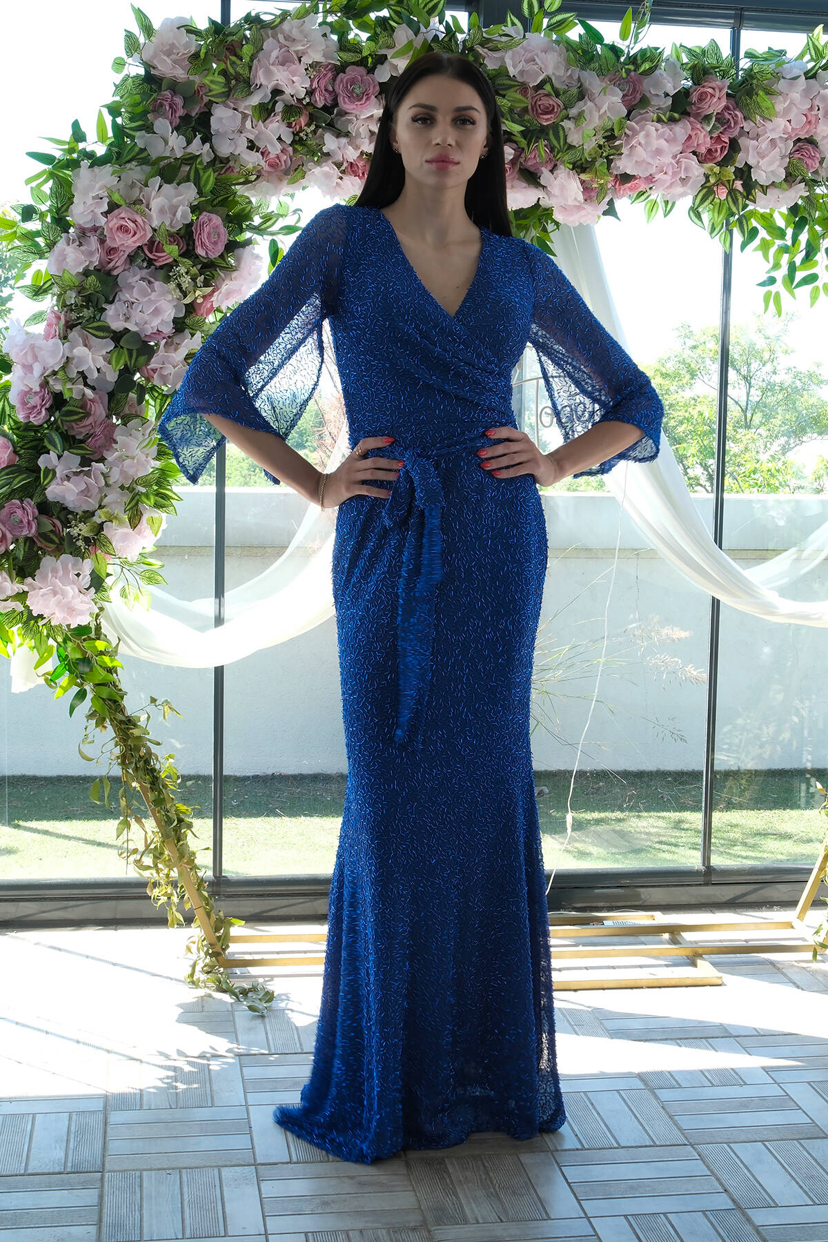 Saks V Yaka Pul Payetli Uzun Kol Abiye 1106014.26 - Ardanewline (1)