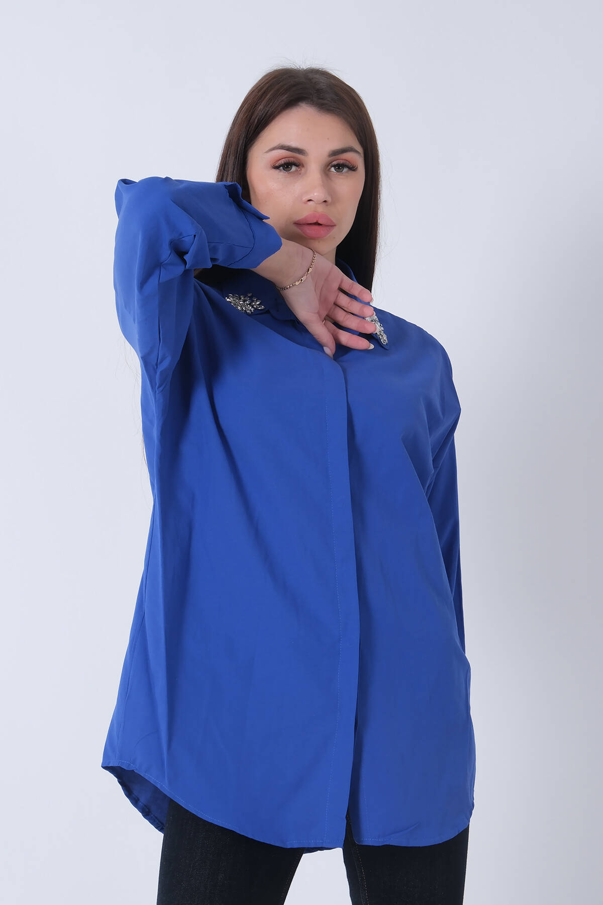 Saks Yakası Taş Detaylı Gömlek 3972505.26 - Ardanewline (1)