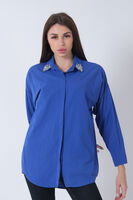 Saks Yakası Taş Detaylı Gömlek 3972505.26 - 5