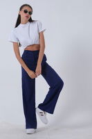 Saks Yüksek Bel Bol Paça Keten Pantolon 01020661.26 - 2