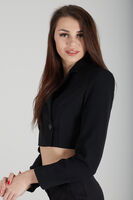 Siyah Astarlı Crop Blazer Ceket 0105118.01 - 4
