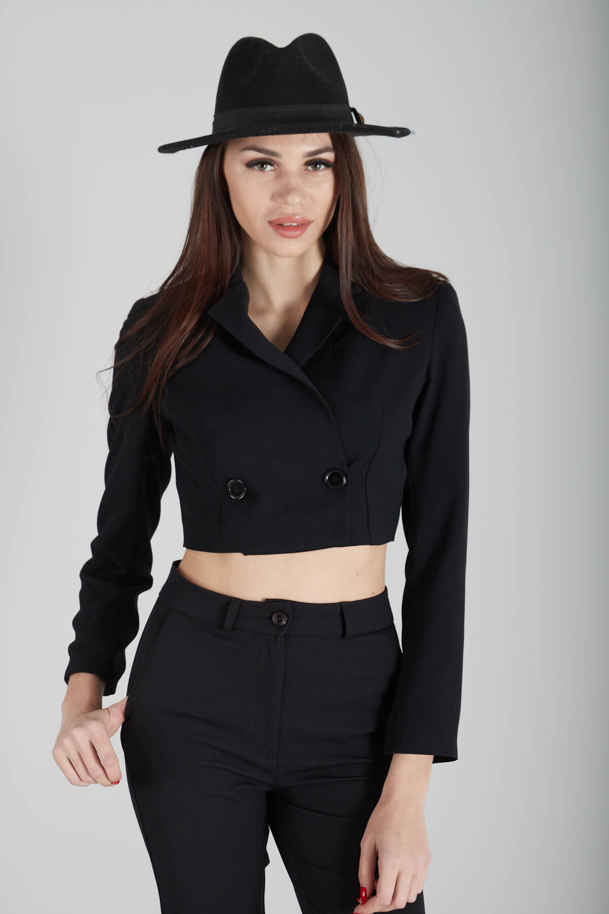 Siyah Astarlı Crop Blazer Ceket 0105118.01 - Ardanewline