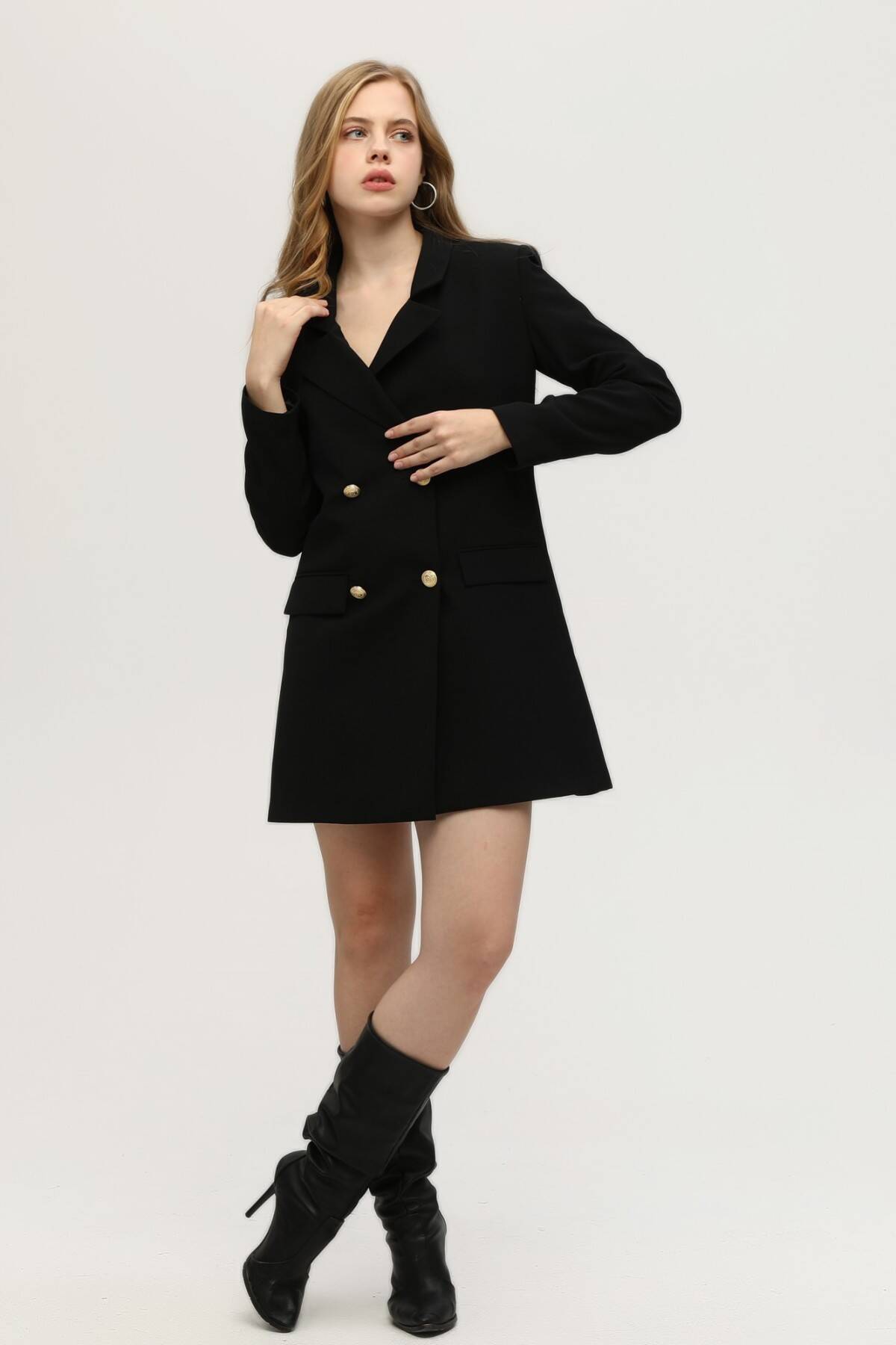 Siyah Astarlı Düğme Kapamalı Blazer Ceket 0105123.01 - Ardanewline