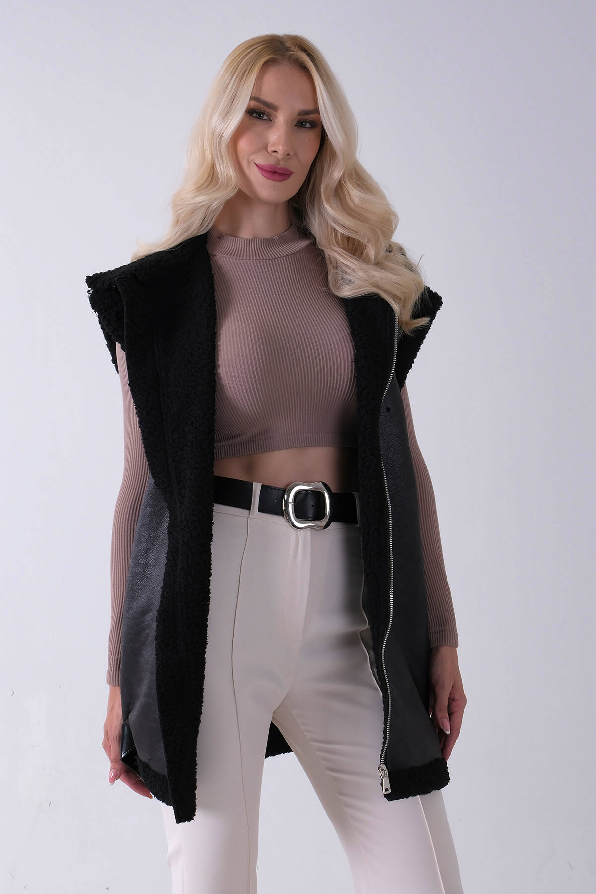 Siyah Biker Deri Yelek 31070181.01 - Ardanewline (1)