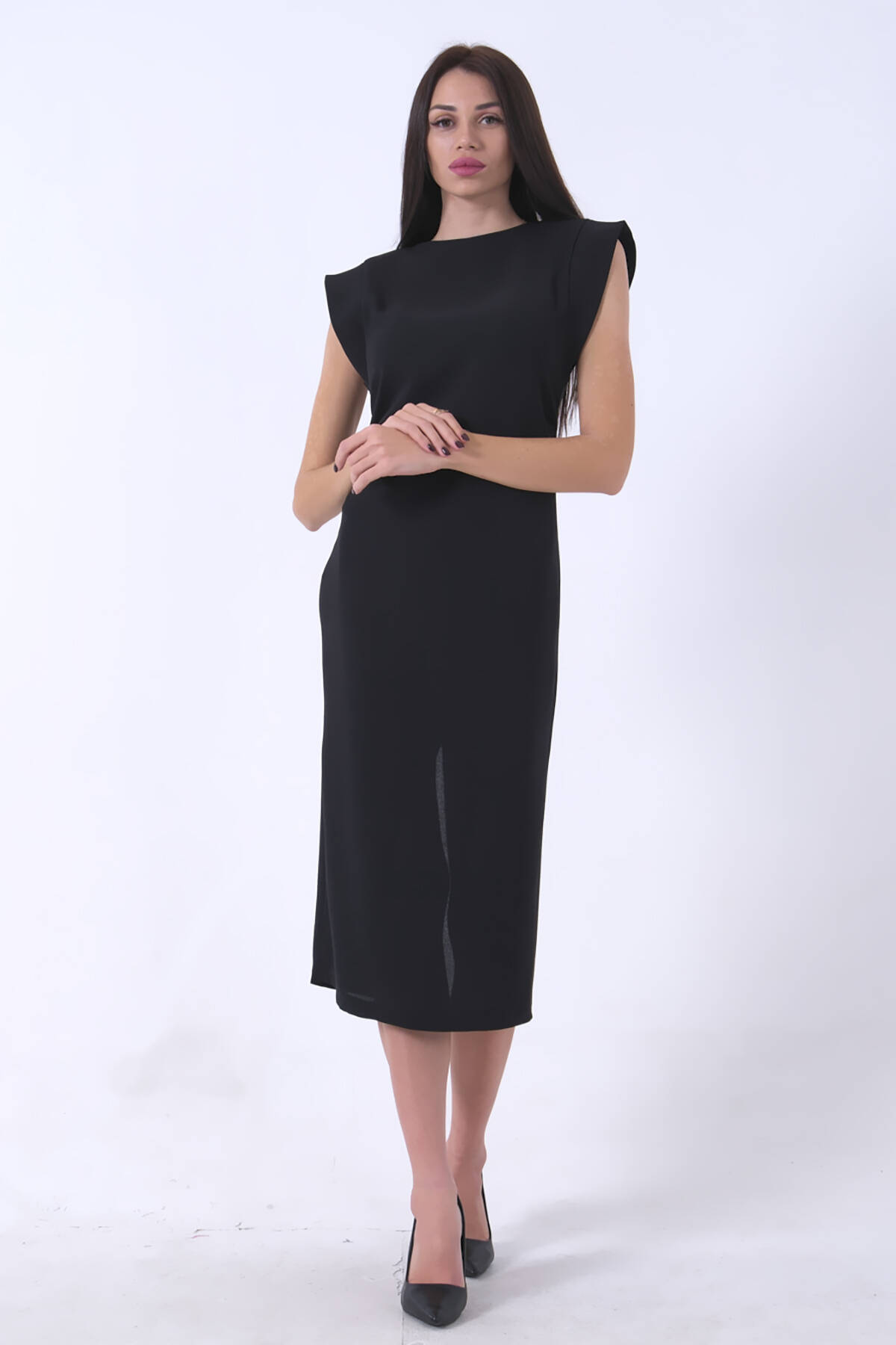 Siyah Büzgülü Elbise 0104022.01 - Ardanewline