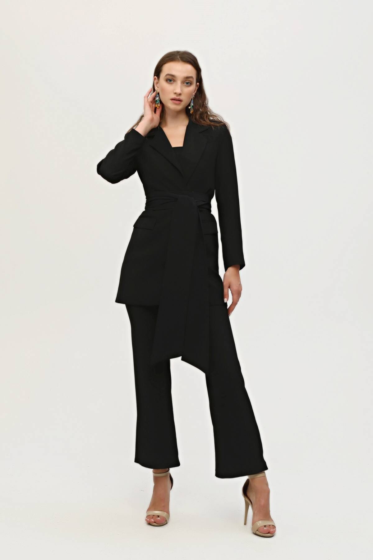 Siyah Crop Pantolon Ceket Üçlü Takım 0106308.01 - Ardanewline (1)