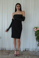 Siyah Drapeli Düğme Detaylı Mini Boy Abiye 9705537.01 - 3