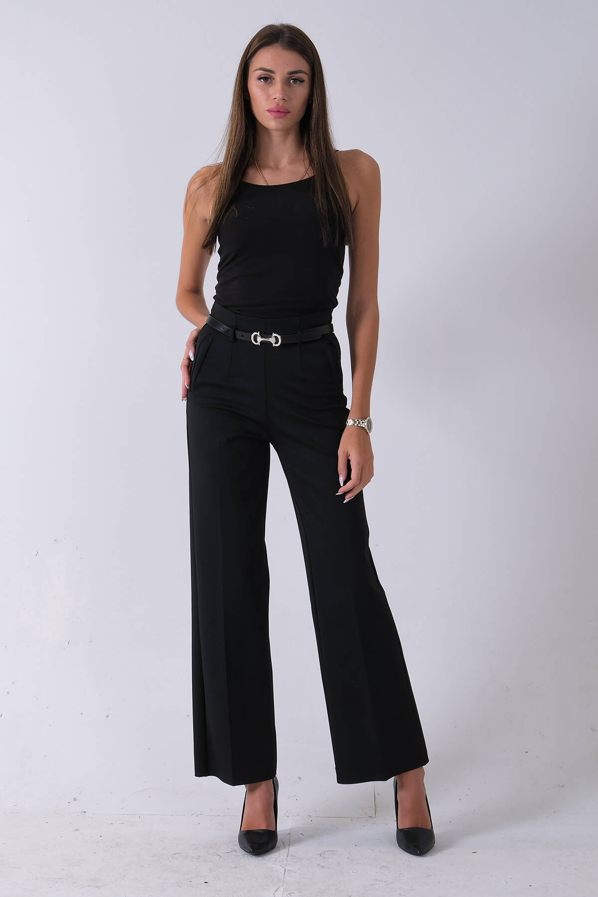 Siyah Fleto Cepli Düz Pantolon 03030309.01 - Ardanewline (1)