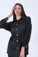 Siyah Gömlek Yaka Desenli Saten Tunik 45951991.01 - 5