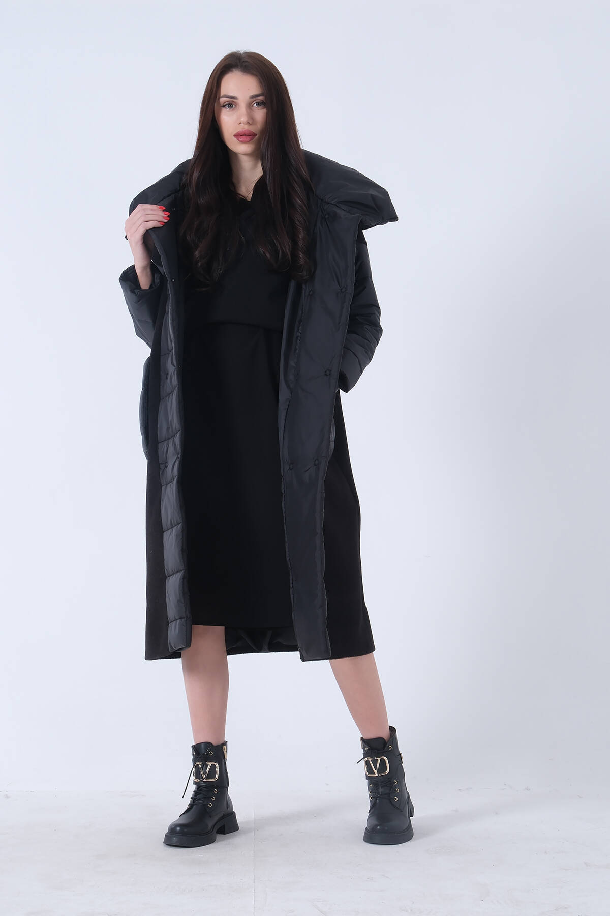 Siyah Kapitone Detaylı Kaşe Kaban 44510261.01 - Ardanewline (1)