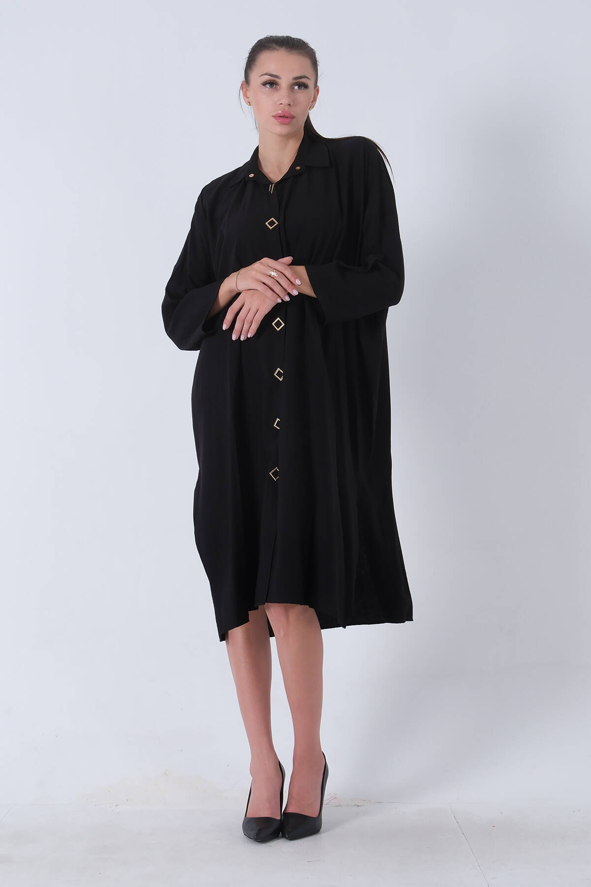 Siyah Kare Düğme Detaylı Tunik 3972871.01 - Ardanewline (1)