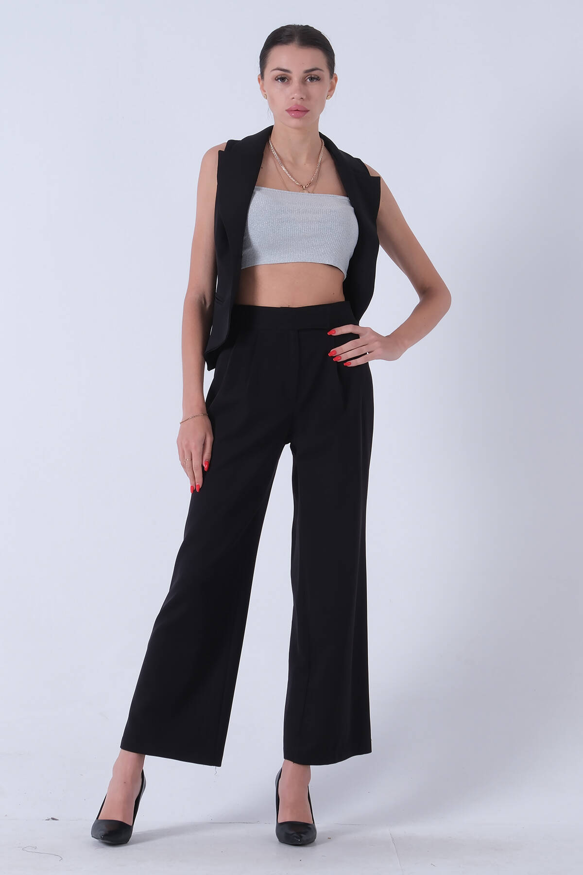 Siyah Kemeri Cırtlı 2 Yan 2 Pile Pantolon 3974121.01 - Ardanewline