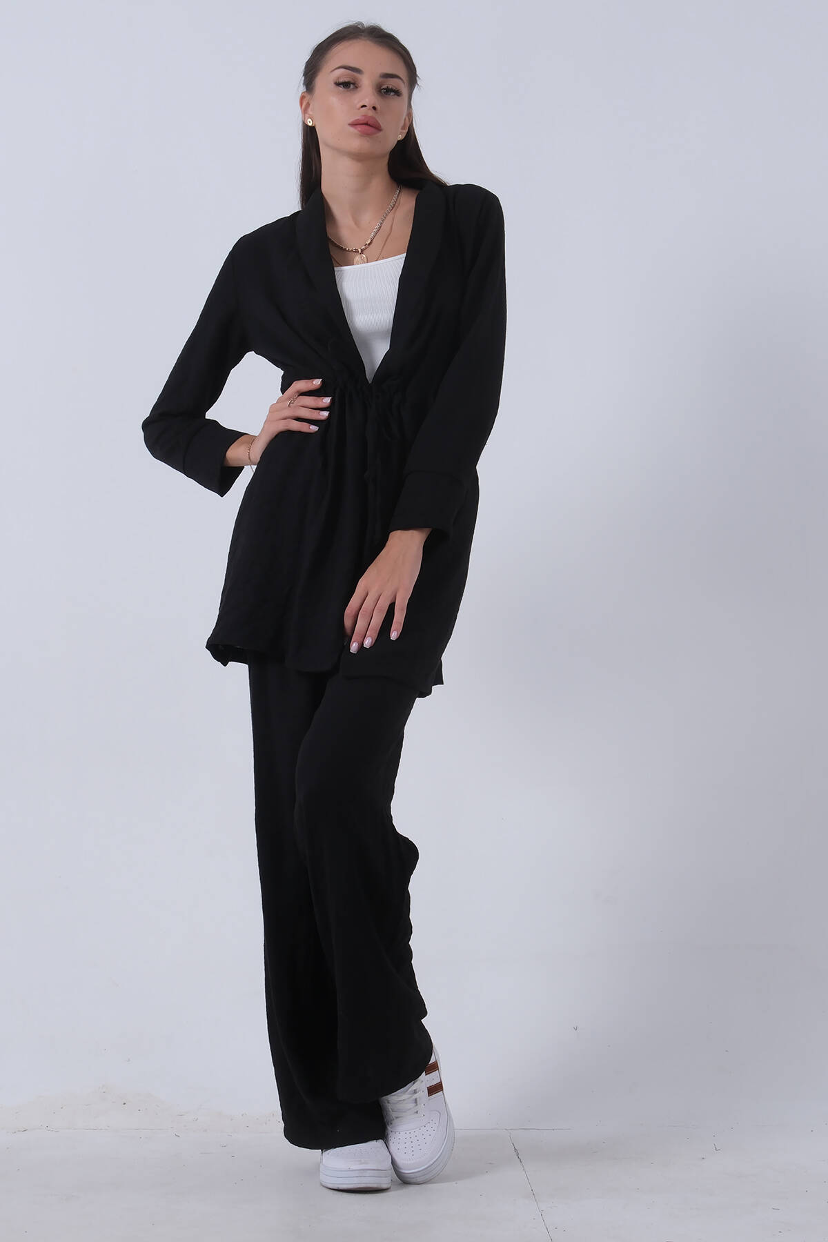 Siyah Keten Pantolonlu Takım 0106319.01 - Ardanewline