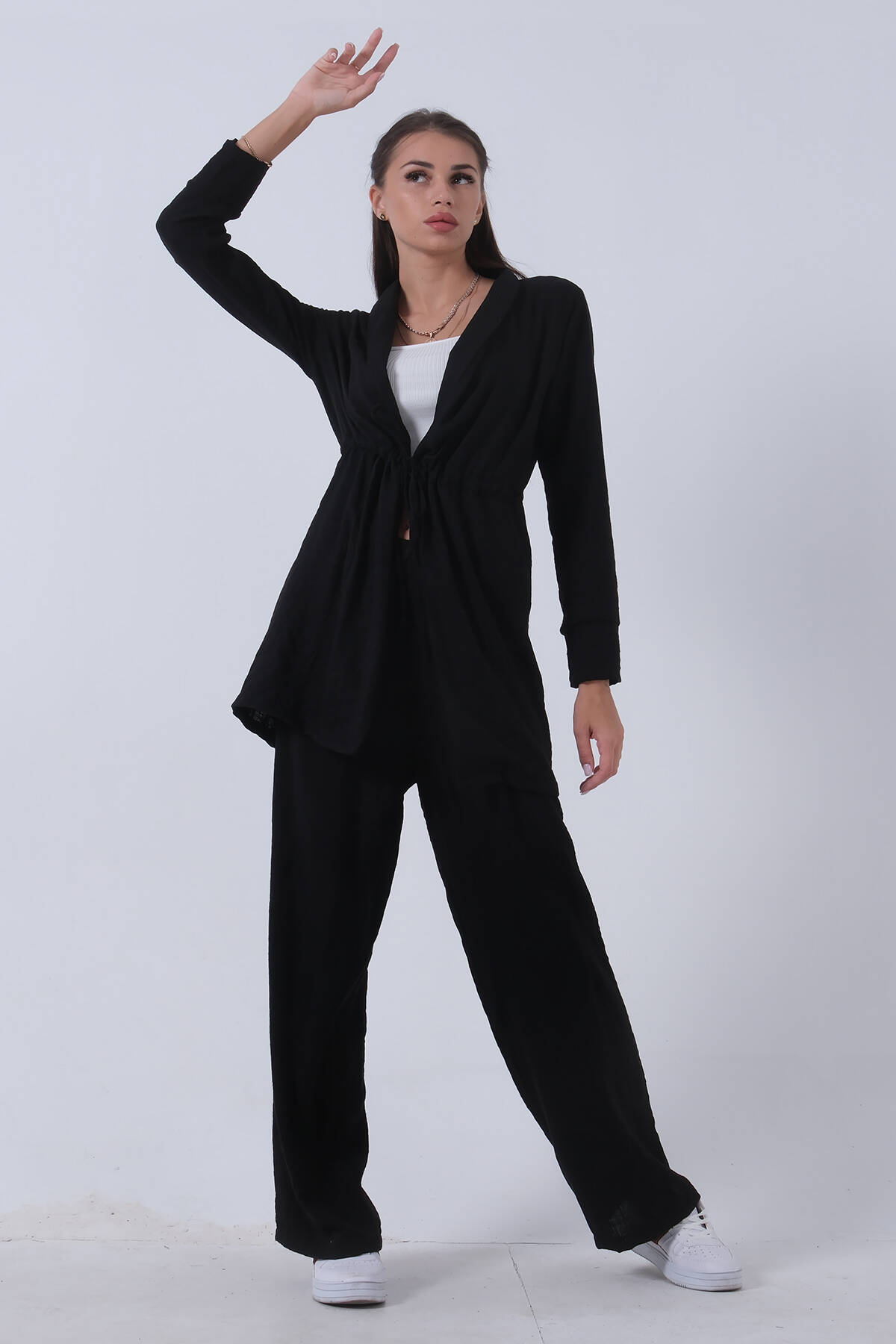 Siyah Keten Pantolonlu Takım 0106319.01 - Ardanewline (1)