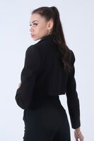Siyah Kruvaze Yaka Kaşe Crop Astarlı Blazer Ceket 0105125.01 - 3