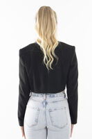 Siyah Kruvaze Yaka Kaşe Crop Astarlı Blazer Ceket 0105125.01 - video