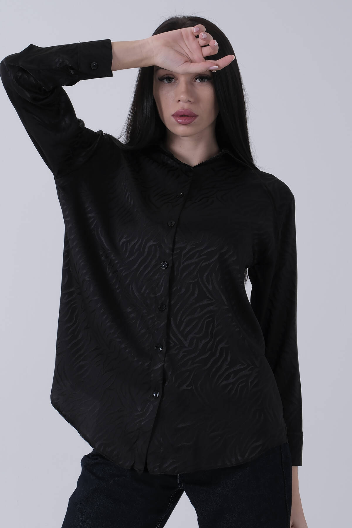 Siyah Oversize Jakar Bluz 3970274.01 - Ardanewline (1)
