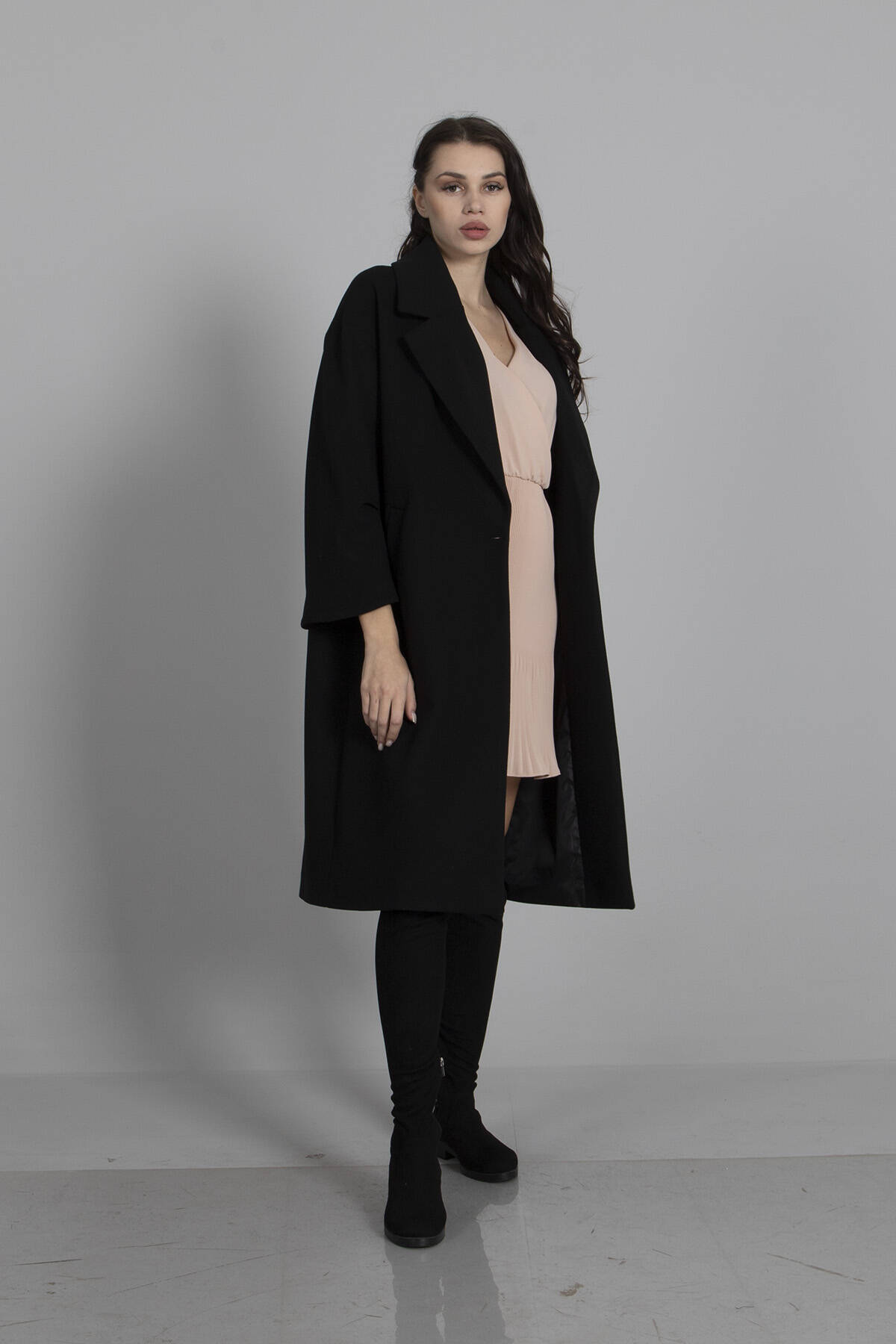 Siyah Oversize Kaşe Kaban 3971530.01 - Ardanewline