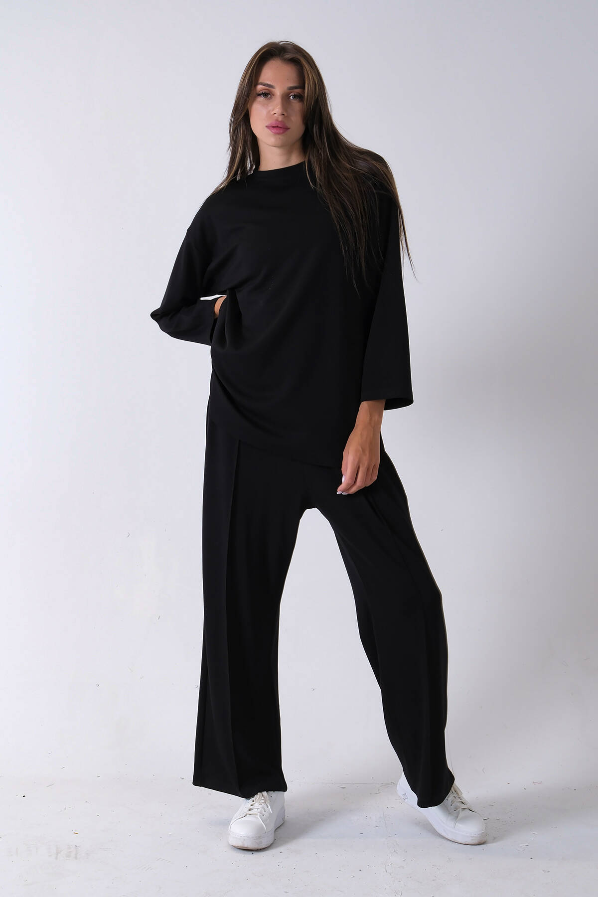 Siyah Rahat Kumaş Basic Pantolonlu Takım 31040630.01 - Ardanewline