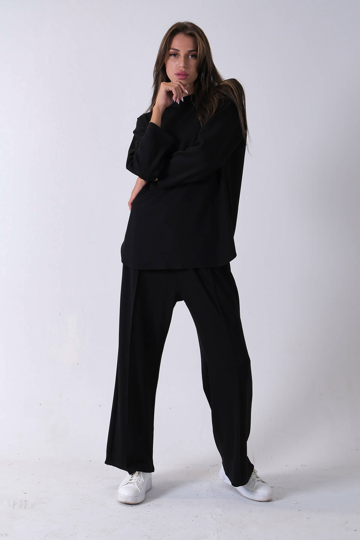 Siyah Rahat Kumaş Basic Pantolonlu Takım 31040630.01 - Ardanewline (1)