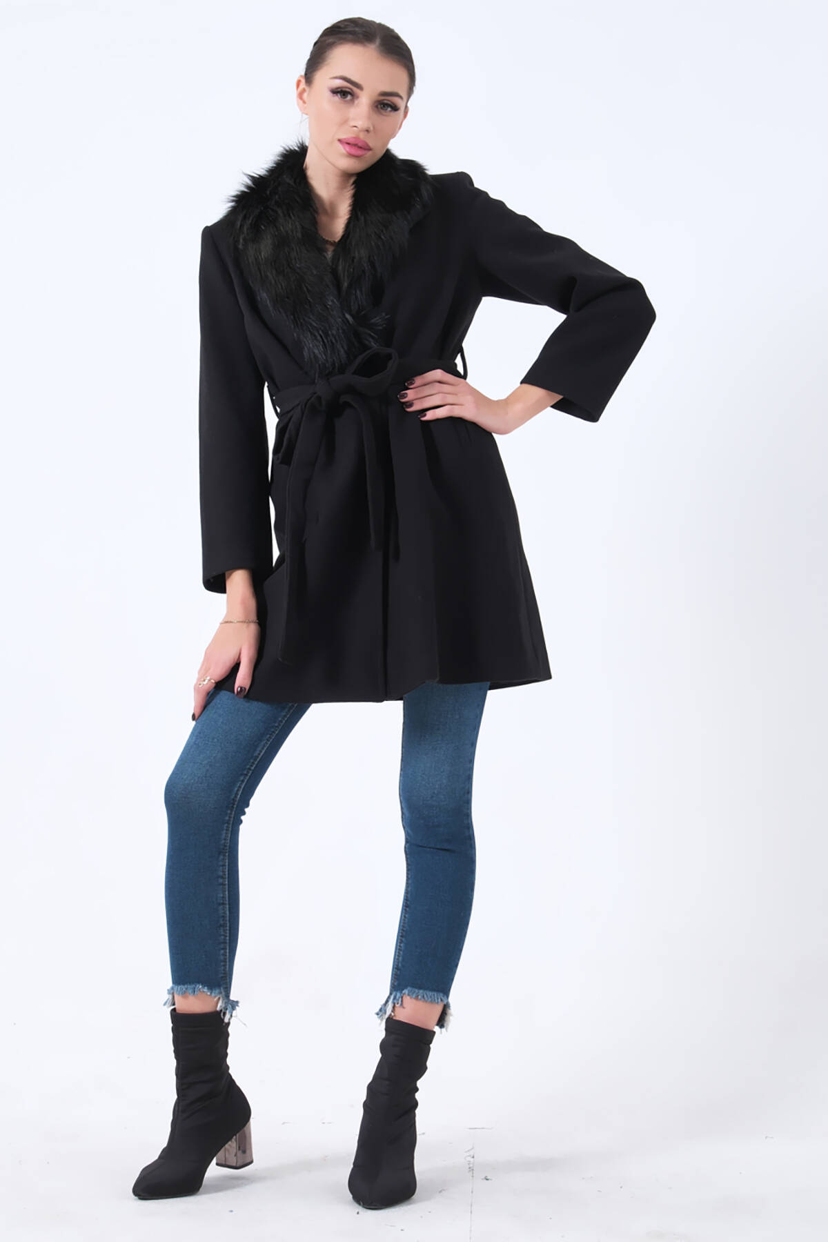 Siyah Seyyar Kürklü Çift Cepli Kaşe Kaban 0108080.01 - Ardanewline (1)