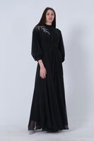 Siyah Şifon Vintage Tesettür Abiye 9705249.01 - 2