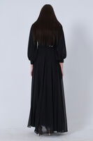 Siyah Şifon Vintage Tesettür Abiye 9705249.01 - 6