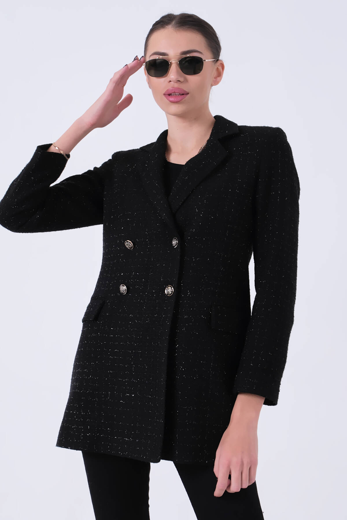 Siyah Simli Tüvit Metal Düğmeli Ceket 0105138.01 - Ardanewline