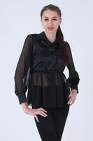 Siyah Transparan Kol Detaylı Bluz 3972459.01 - 3