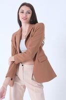 Sütlü Kahve Vatkalı Astarlı Blazer Ceket 0105110.374 - 4