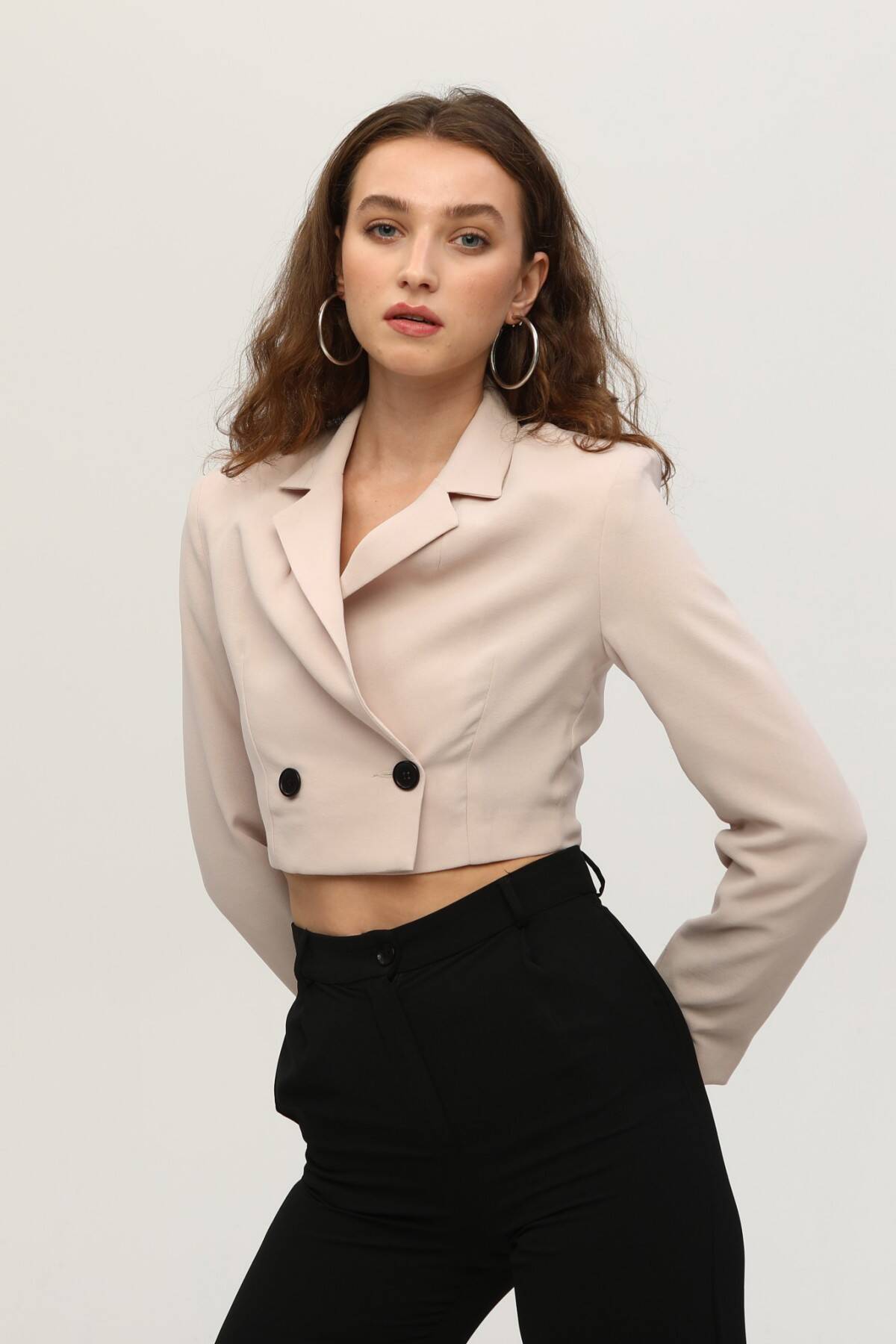 Taş Astarlı Crop Blazer Ceket 0105118.50