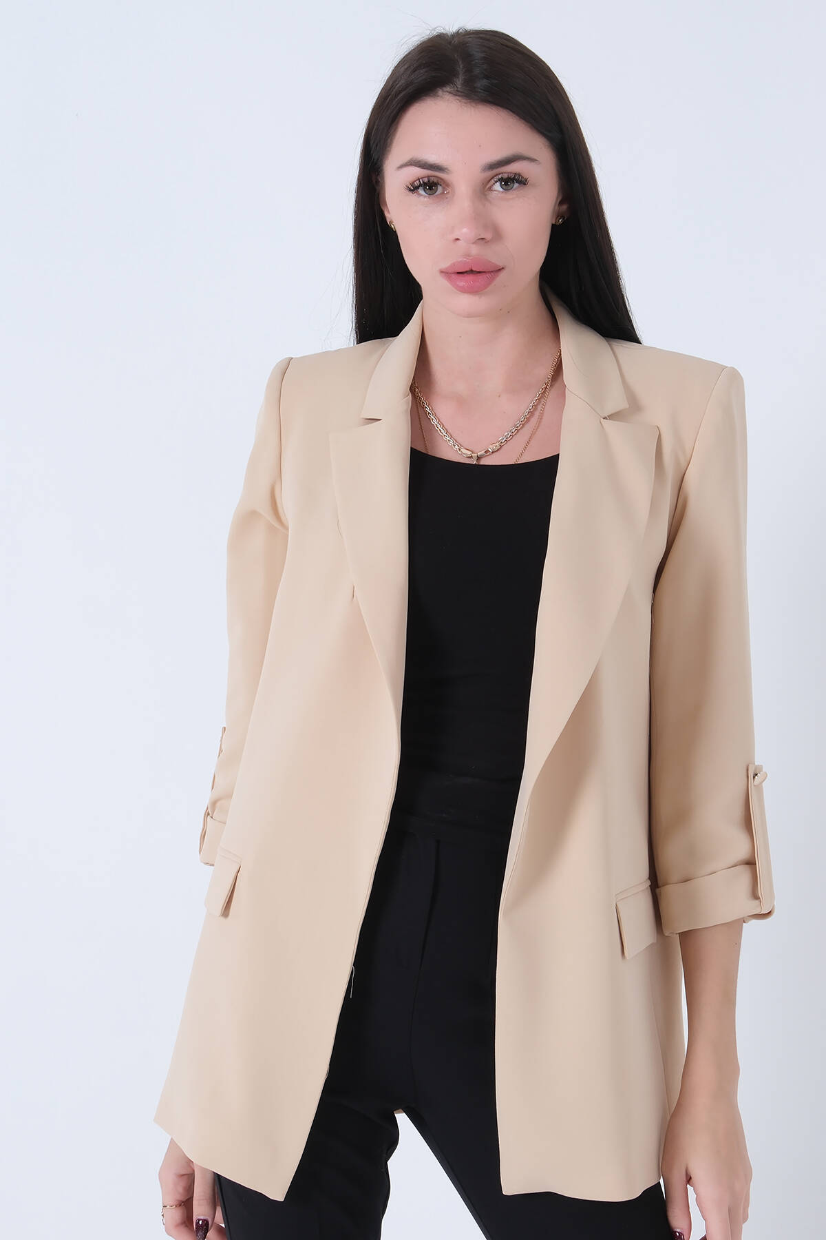 Taş Astarlı Kolları Düğme Toparlamalı Ceket 0105136.50 - Ardanewline (1)